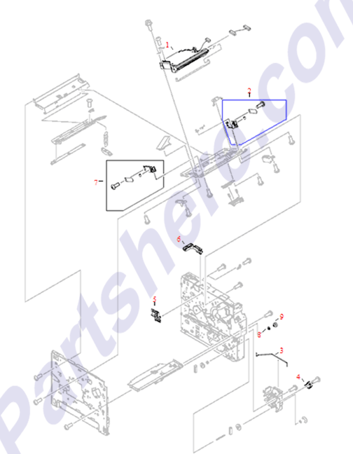 HP parts picture diagram for RM1-0054-000CN, RM1-0053-000CN, RC1-0385-000CN